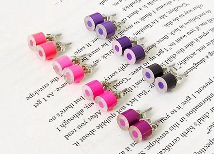 the whole set of purple and pink series color pencil ear studs (set of 7 pairs)