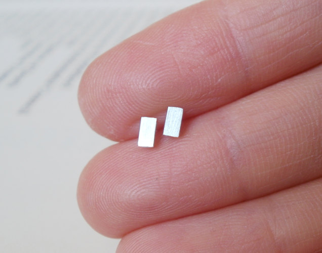 sterling silver little stick earring studs No. 2, handmade in England