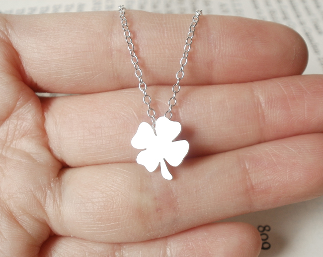 lucky shamrock in sterling silver, handmade in the UK