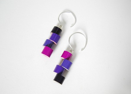 sterling silver color pencil earrings, the purple and pink series
