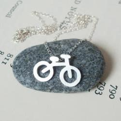 sterling silver holiday bicycle necklace, handmade in UK