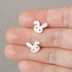 sterling silver bunny rabbit earring studs Version 2, handmade in beautiful Cornwall